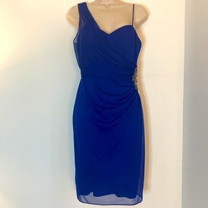 Cache Goddess One-Shoulder Mini Dress - Size 6 - Royal Blue - homecoming or prom